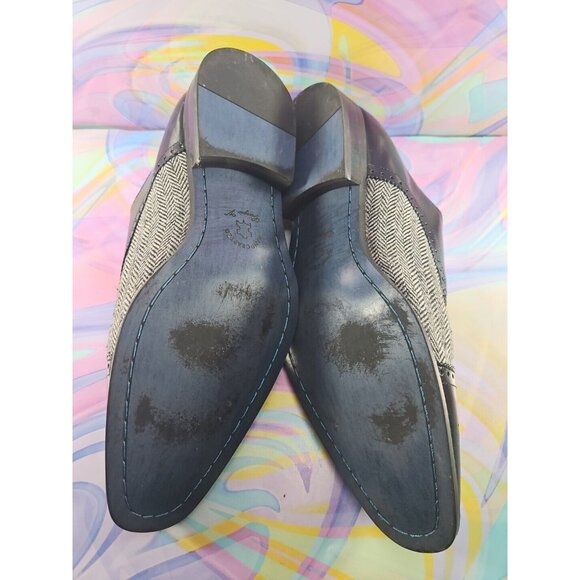 Giorgio V. Men's Sq. Toe Leather Tweed Upper Black Dress Shoes, Buckle, Sz 12 - Picture 4 of 4